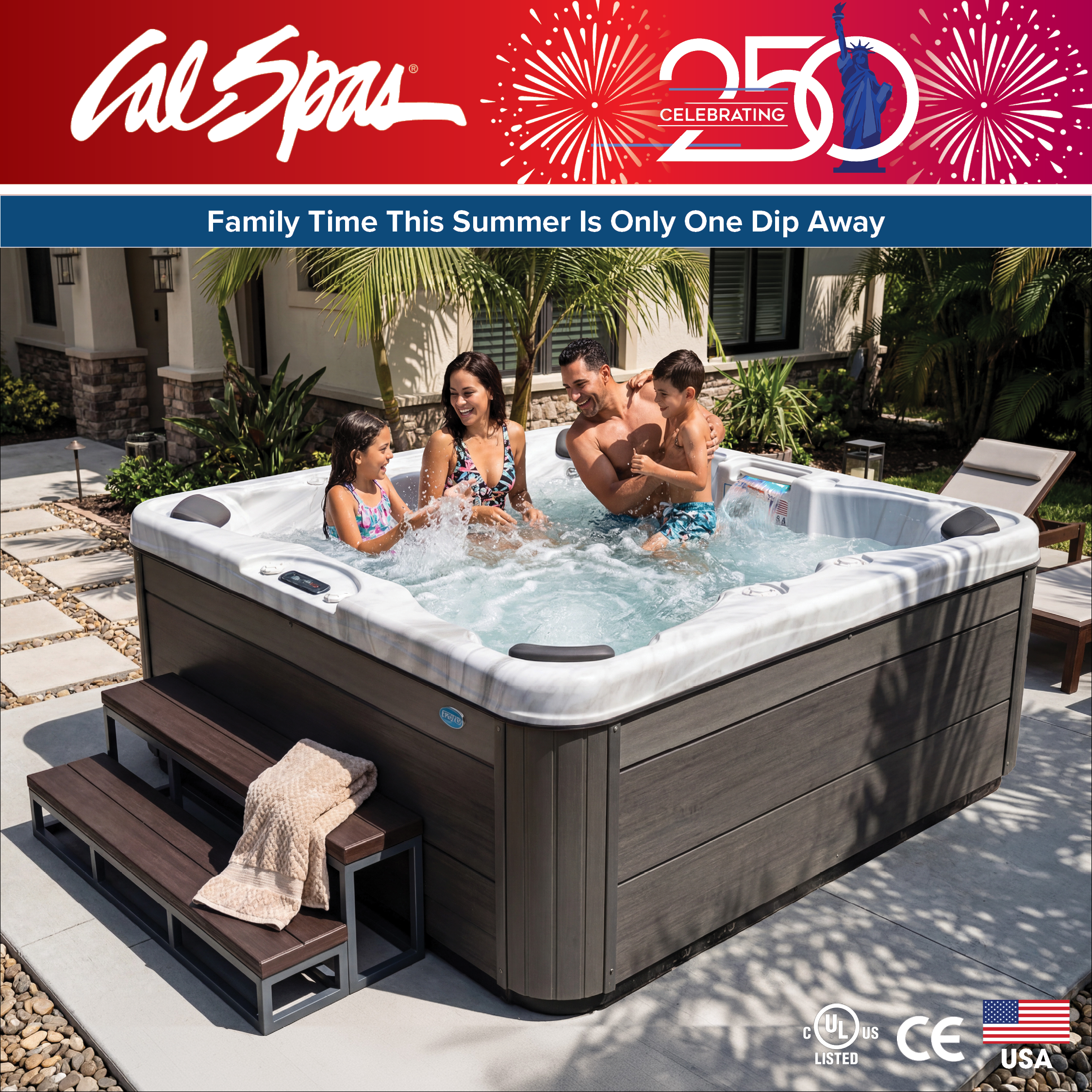 Calspas hot tub being used in a family setting - Fort Lauderdale